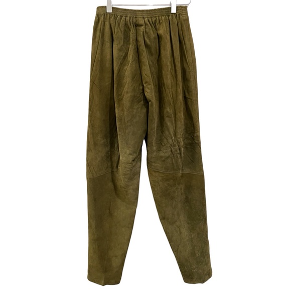 Vintage Erez Sport Green Suede Leather Pants Size Large Elastic Waist - Picture 5 of 9